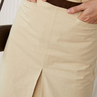 Cotton Beige A-line Skirt