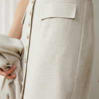 Button Midi Skirt