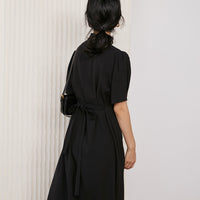 Black Lapel Midi Dress