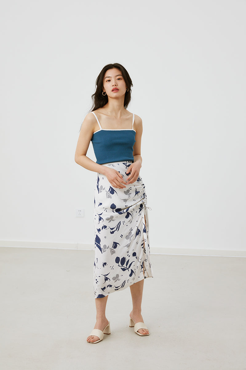 Ruched Print skirt