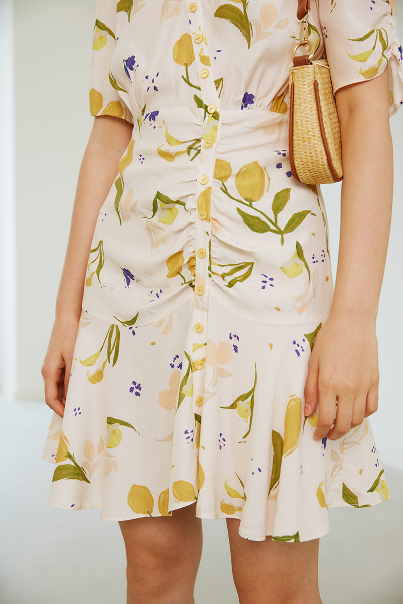 Lemon Floral Mini Dress