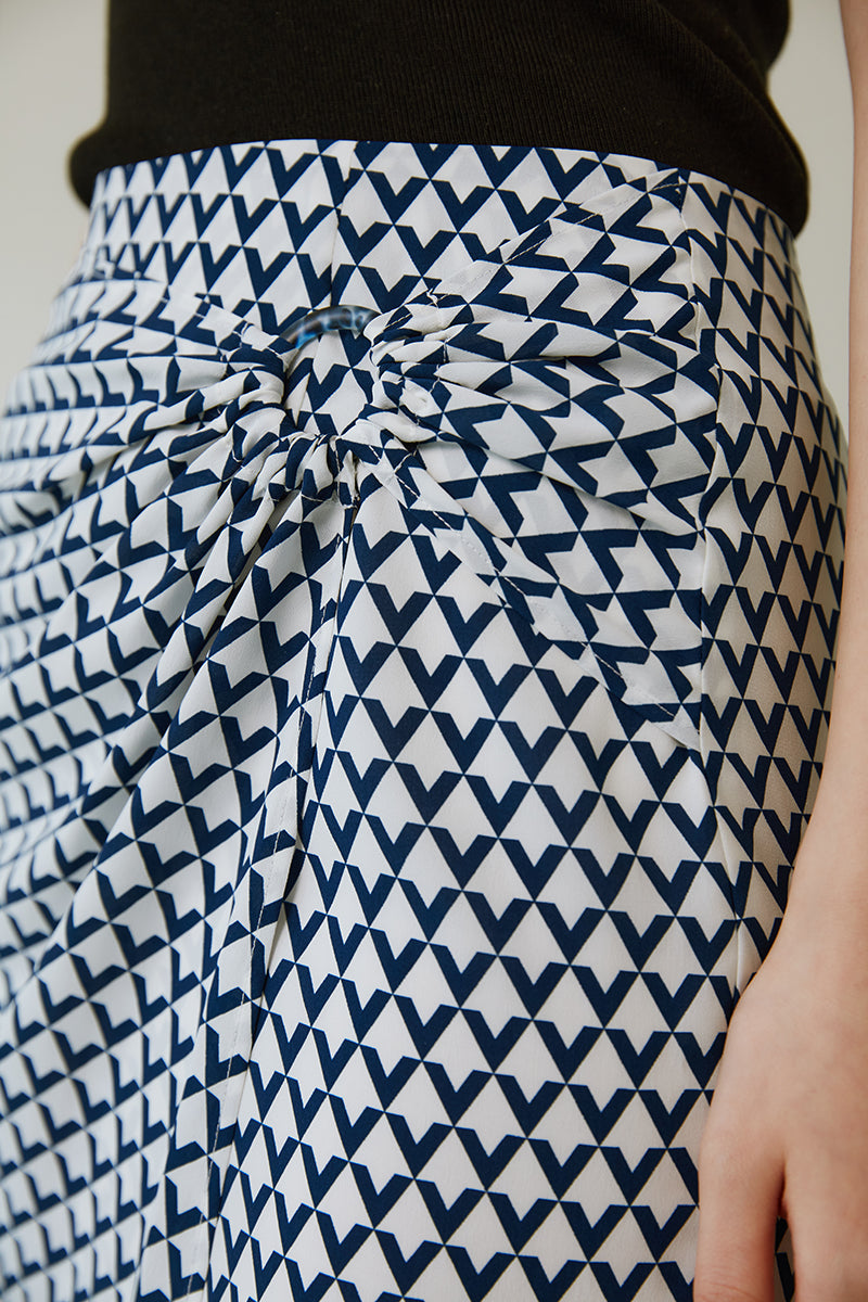 Geometric Print Wrap Skirt